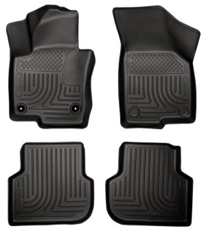 Volkswagen Jetta Floor Liners - Front + Rear - Husky Liners - WeatherBeater Combo - Black - 2011